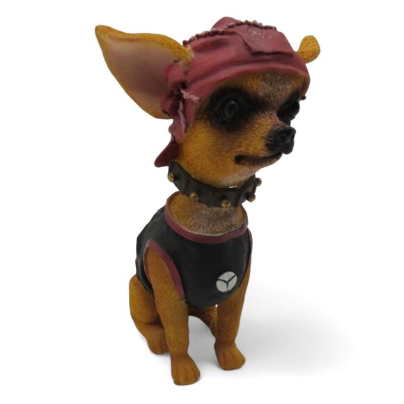 CHIHUAHUA Bobble Head FIGURINE With Bandana And Collar Resin 6" Tall - Picture 3 of 10